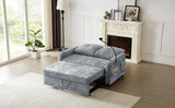 Sleeper Sofa With Adjustable Backrest, Two Cup Holders, Phone Holder, Three Charging Ports And Side Storage Pockets - Gray - Furniture Home Direct