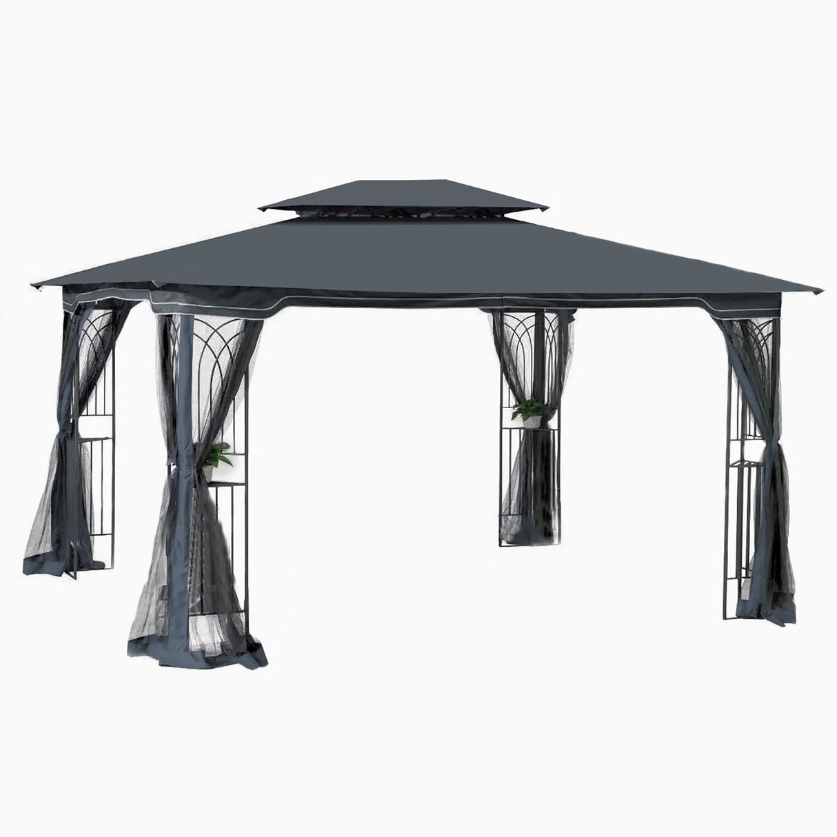 Patio Gazebo Tent With Ventilated Double Roof And Mosquito Net - Furniture Home Direct