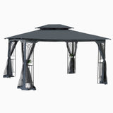 Patio Gazebo Tent With Ventilated Double Roof And Mosquito Net - Furniture Home Direct