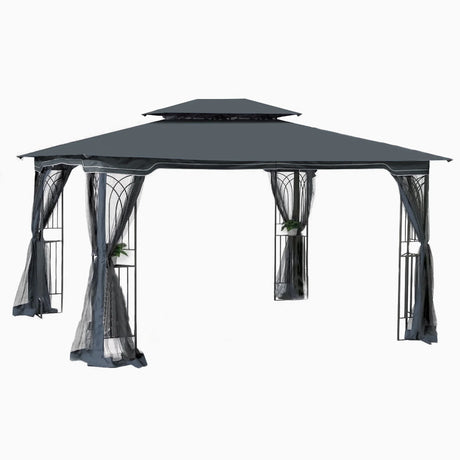 Patio Gazebo Tent With Ventilated Double Roof And Mosquito Net - Furniture Home Direct
