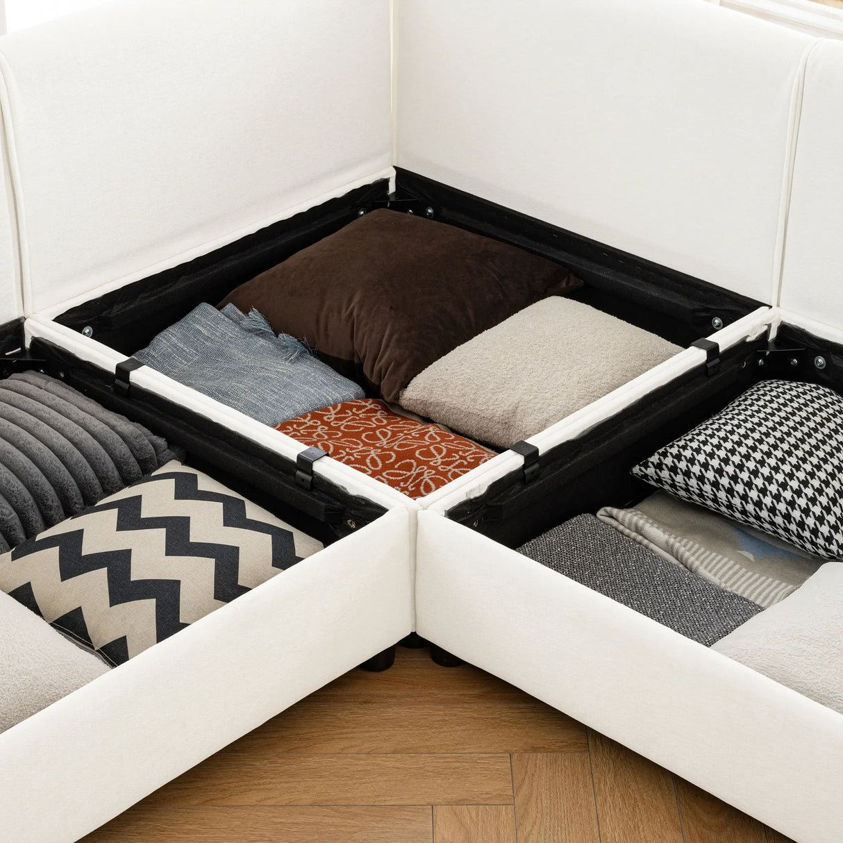Chenille Loveseat with 2 Ottomans - Furniture Home Direct