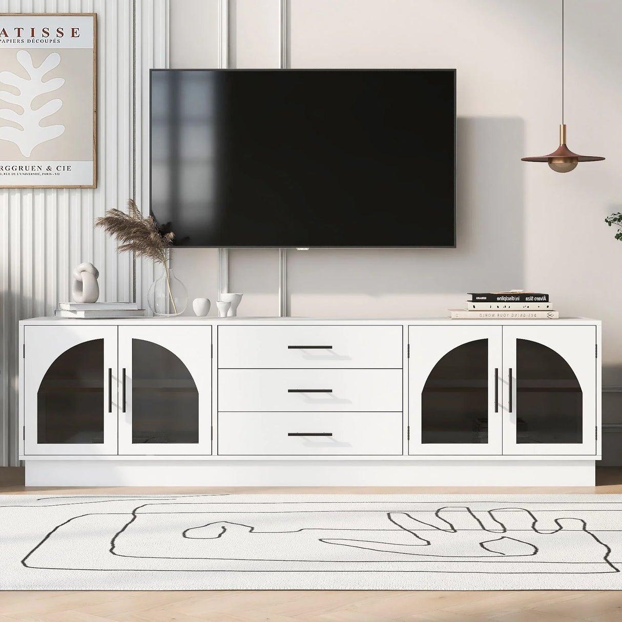 Modern Minimalist TV Stand, Entertainment Center Media Console Cabinet With Adjustable Shelves For Living Room - Furniture Home Direct