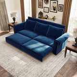 3 In 1 Convertible Sleeper Sofa With Nailhead Trim & Rolled Arm - Furniture Home Direct