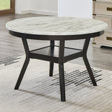 Dining Set Round Marble Table With Velvet Chairs Gray - Furniture Home Direct