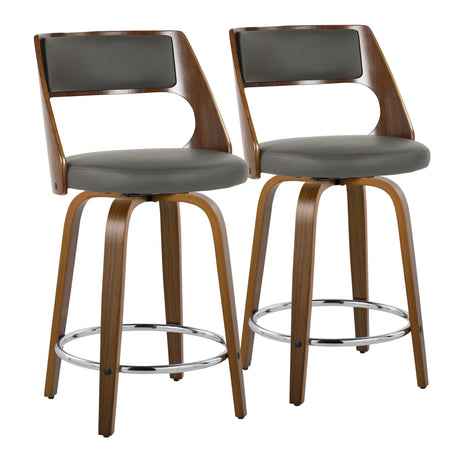 Cecina - Mid-Century Modern Fixed Height Counter Stool With Swivel And Round Footrest (Set of 2) - Furniture Home Direct
