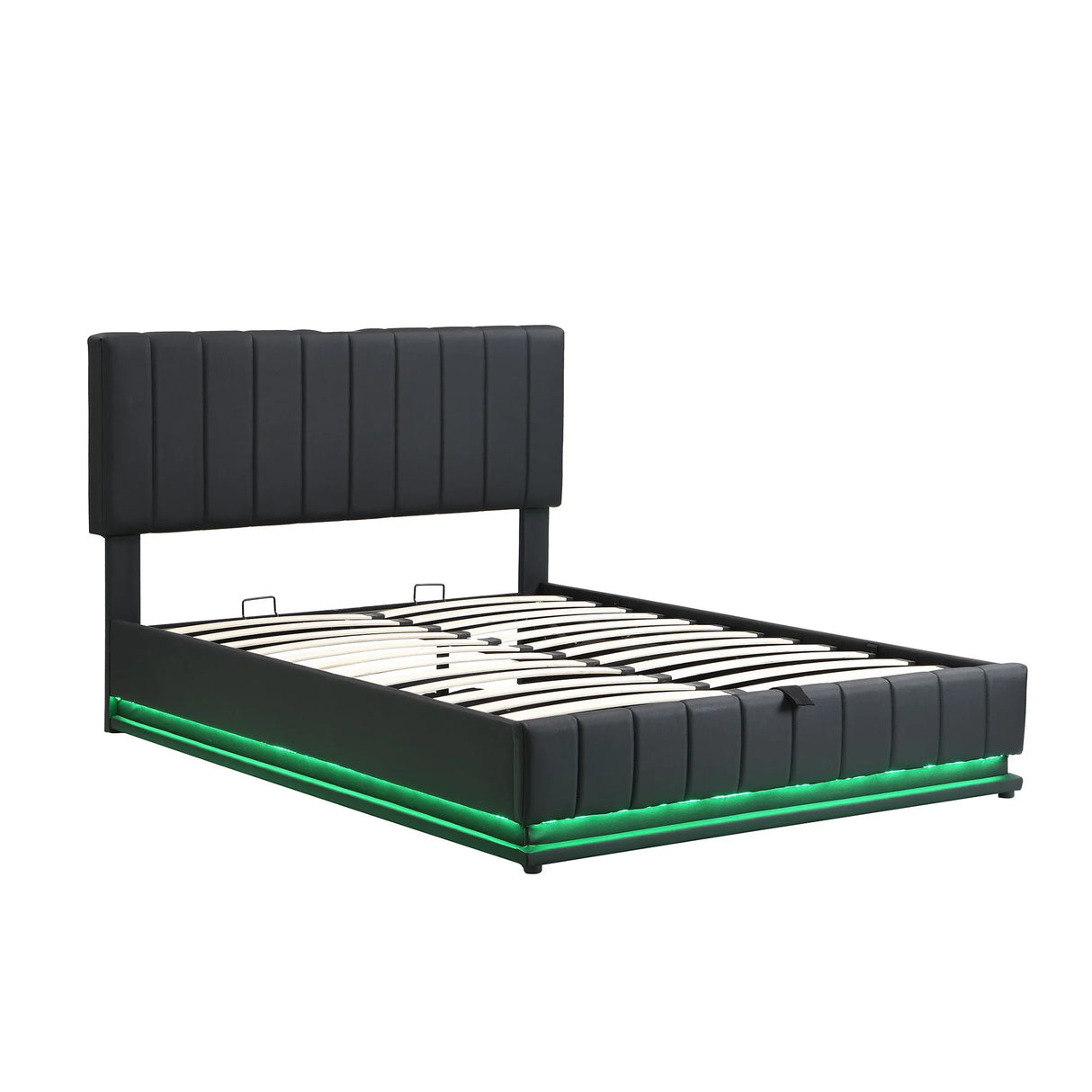 Upholstered Bed With Hydraulic Storage System And LED Light, With Sockets And USB Ports - Furniture Home Direct