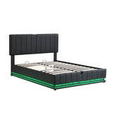 Upholstered Bed With Hydraulic Storage System And LED Light, With Sockets And USB Ports - Furniture Home Direct