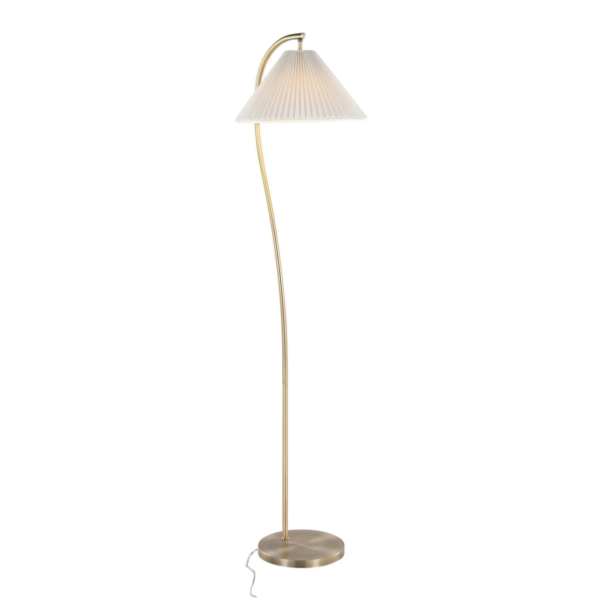 Cassis - Glam / Art Deco Floor Lamp Pleated - Gold / White - Furniture Home Direct