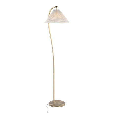 Cassis - Glam / Art Deco Floor Lamp Pleated - Gold / White - Furniture Home Direct
