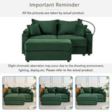 Sofa and Ottoman With Storage, Two USB Ports, Two Cup Holders and Phone Holder - Green - Furniture Home Direct