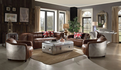 Brancaster - Top Grain Leather Living Room Set - Brown - Furniture Home Direct