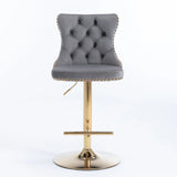 Bar Stools Velvet Upholstered Swivel Backed Set Of 2 Gray - Furniture Home Direct