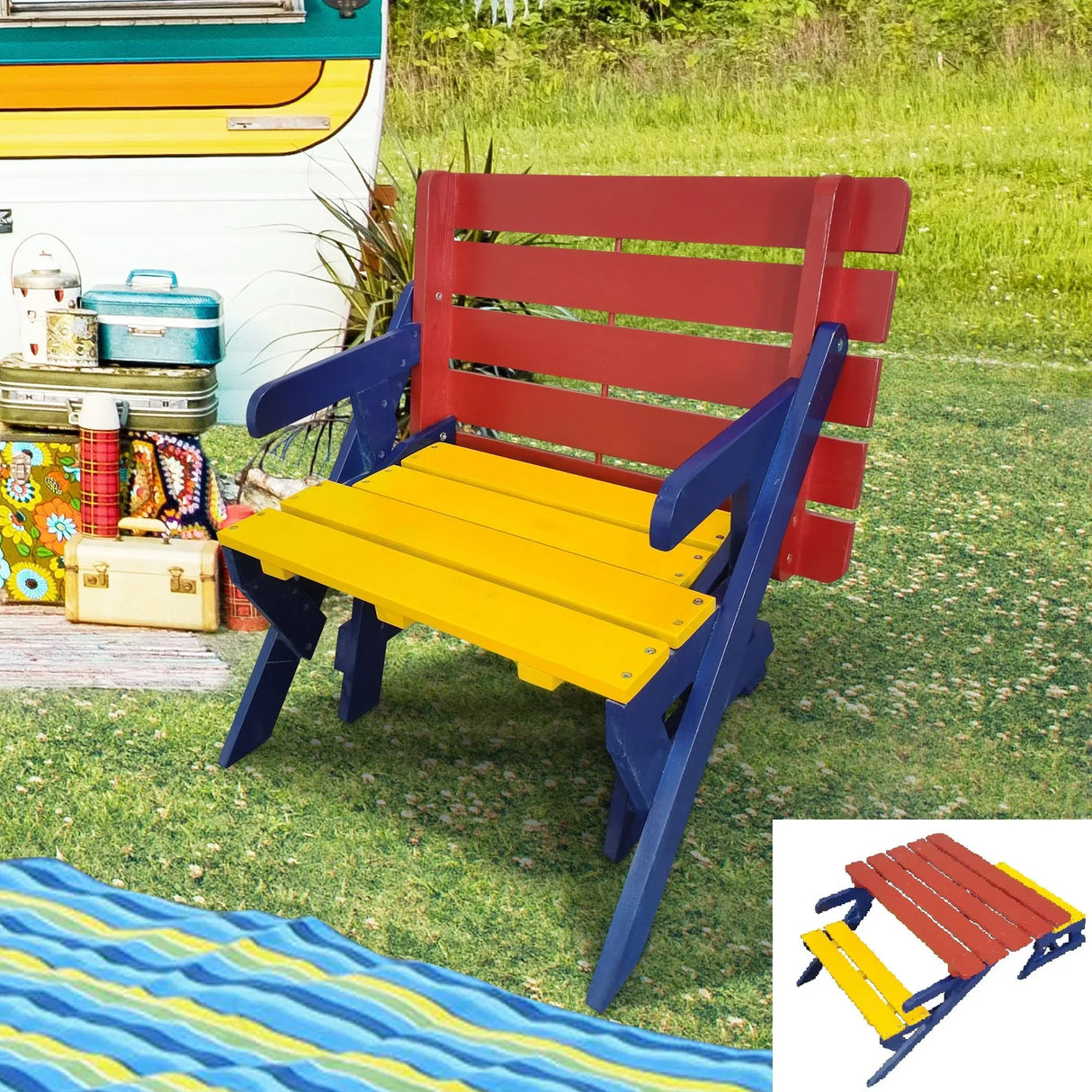 Kids Multi-Functional Arm Chair, Table With 2 Benches All-In-One Set - Furniture Home Direct