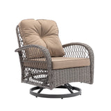 3 Piece Patio Conversation Set With Glass Coffee Table - Khaki - Furniture Home Direct
