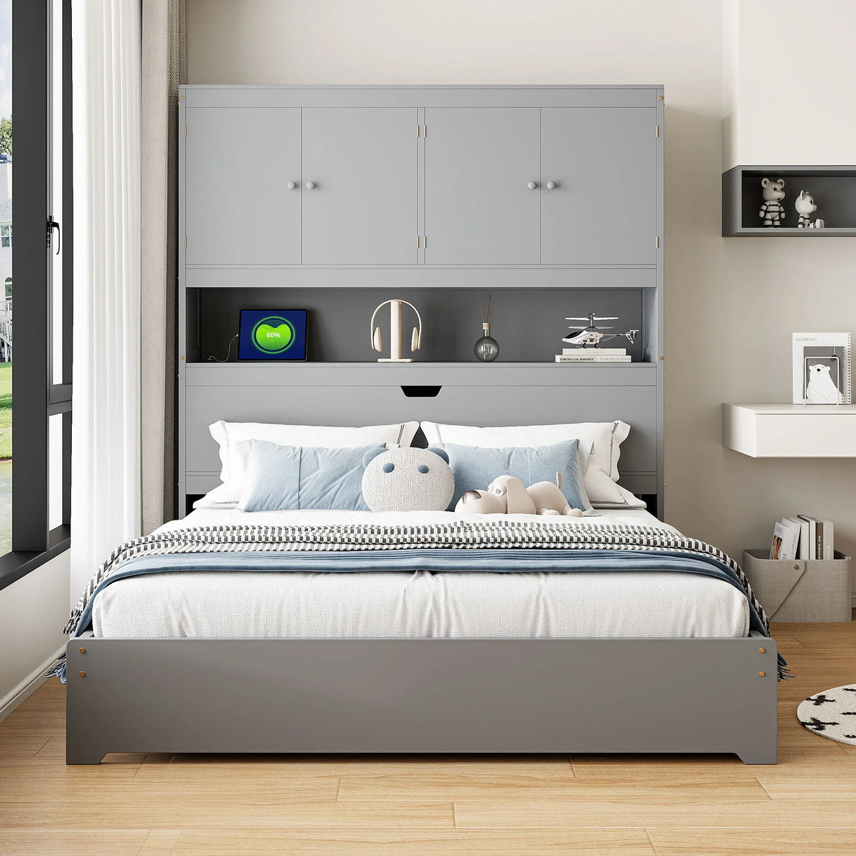 Platform Bed With USB, Storage Headboard & Drawers - Furniture Home Direct
