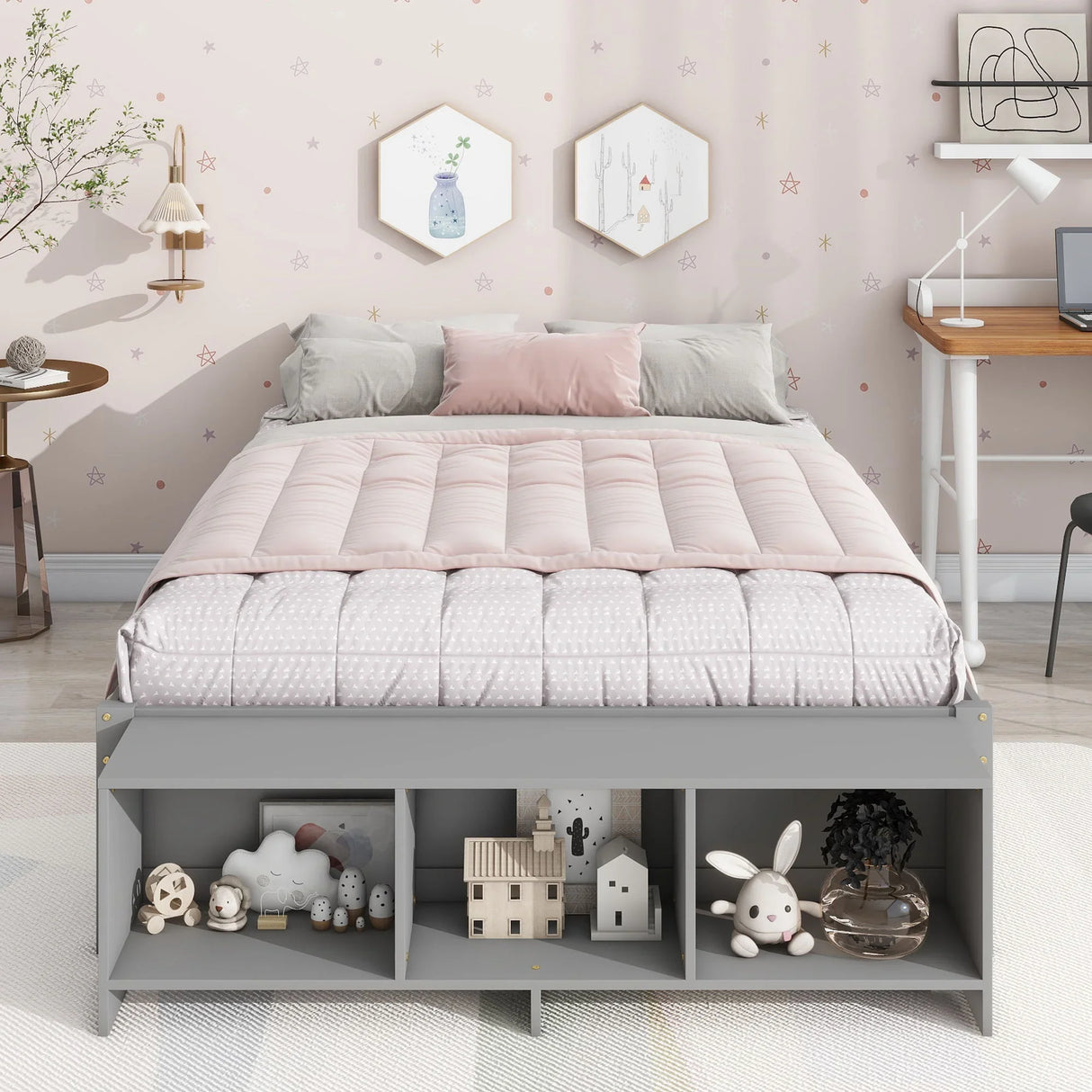 Bed With Storage Case, 2 Storage Drawers, Lengthwise Support Slat - Furniture Home Direct
