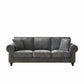 3 Seater Sofa With Tufted Upholstery, Rolled Arms, Nailhead Trim - Furniture Home Direct