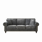 3 Seater Sofa With Tufted Upholstery, Rolled Arms, Nailhead Trim - Furniture Home Direct