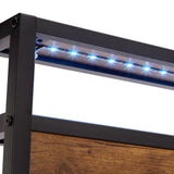 Metal Platform Bed Frame With Wooden Headboard And Footboard With USB Liner, LED Lights, No Box Spring Needed, Large Under Bed Storage - Furniture Home Direct