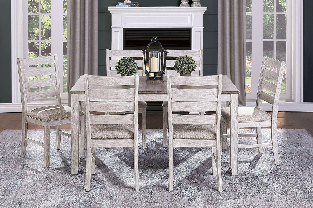 Dining Set Rustic Weathered Wood 7 Piece Multicolor - Furniture Home Direct
