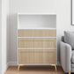 Accent Cabinet 3 Drawer White Wood Finish Light Brown - Furniture Home Direct