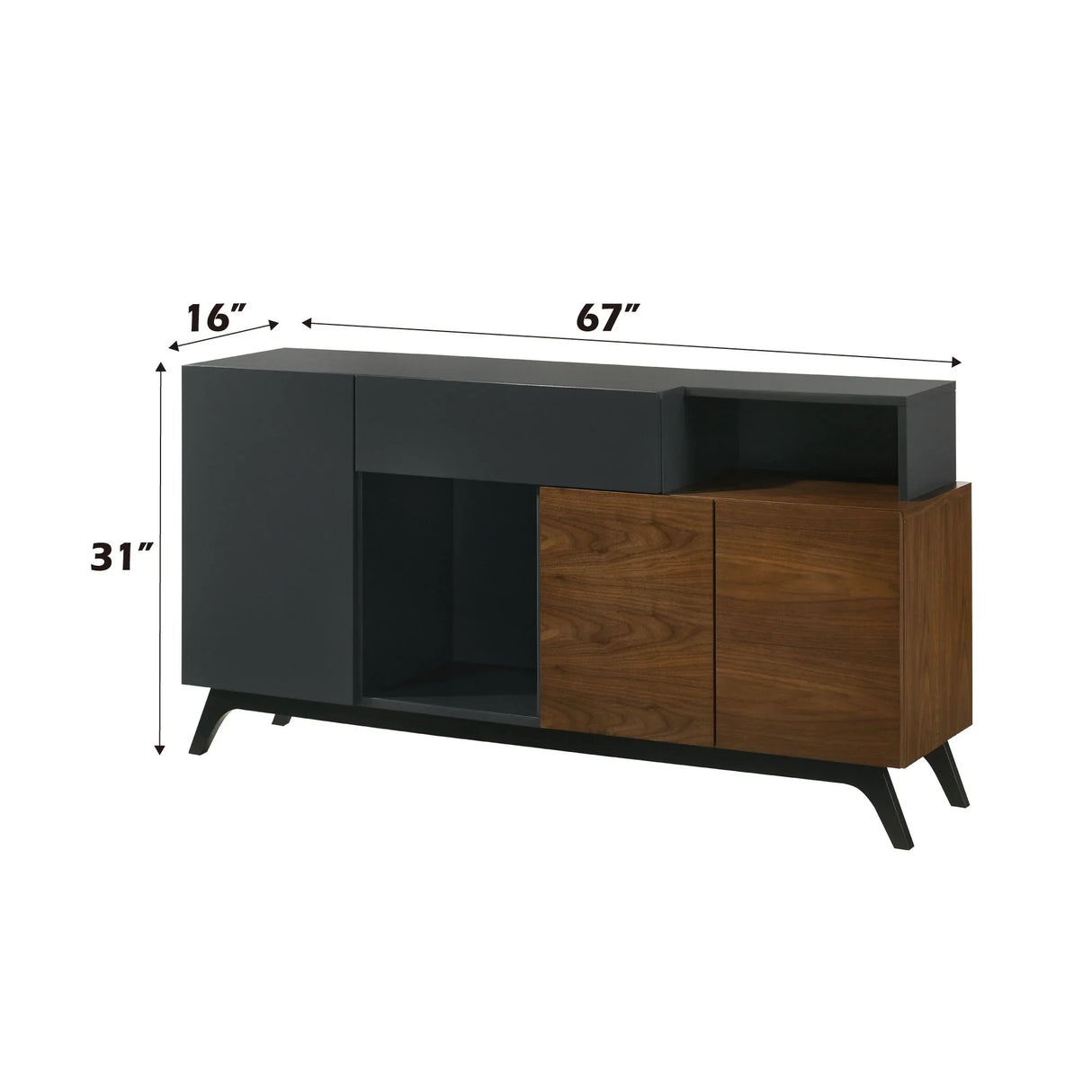 Destin- Ceramic Server - Walnut / Black - Furniture Home Direct