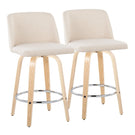 Toriano - Contemporary Fixed-Height Counter Stool With Swivel And Round Footrest (Set of 2) - Furniture Home Direct