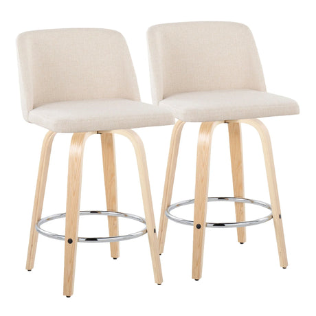 Toriano - Contemporary Fixed-Height Counter Stool With Swivel And Round Footrest (Set of 2) - Furniture Home Direct