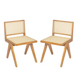 Chandigarh Dining Room Chairs With Natural Rattan (Set of 2)
