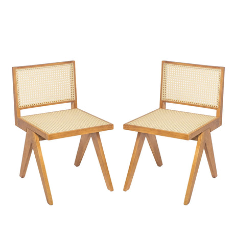 Chandigarh Dining Room Chairs With Natural Rattan (Set of 2)