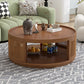 Round Cane Coffee Table With Rattan Side - Furniture Home Direct