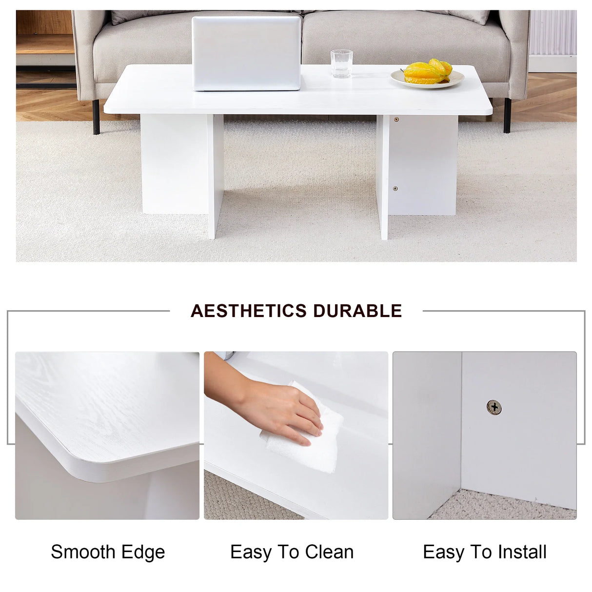 Coffee Table With X Leg Design For Living Room White - Furniture Home Direct
