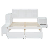 Platform Bed With Multi Functional Storage Space, Nightstand, 2 Drawers, USB Ports And Desk - Furniture Home Direct