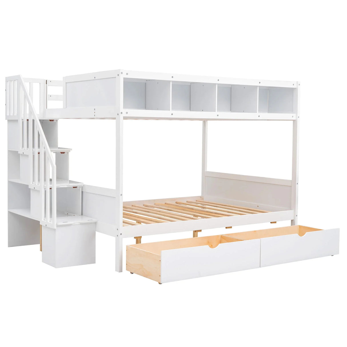 Bunk Bed With Shelfs, Storage Staircase And 2 Drawers - Furniture Home Direct