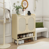 2 Door Shoe Rack, Freestanding, Modern Shoe Storage Cabinet, For Entryway - Natural - Furniture Home Direct