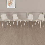 Modern Kitchen Dining Chairs (Set of 4) With Linen Padding And Sturdy Metal Legs - Beige - Furniture Home Direct