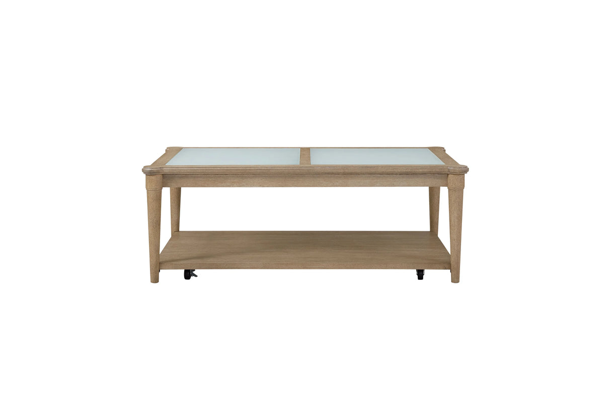 Frosted Glass Top Coffee Table With Casters - Sand - Furniture Home Direct