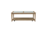 Frosted Glass Top Coffee Table With Casters - Sand - Furniture Home Direct