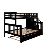 Bunk Bed With Twin Size Trundle, Storage And Guard Rail For Bedroom - Furniture Home Direct