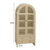 Tall Arched Kitchen Pantry, Modern Farmhouse Wood Kitchen Storage Cabinets, Arched Storage Display Cabinet With Adjustable Shelves, Versatile Cupboard For Kitchen, Dining Room, Living Room - Natural - Furniture Home Direct