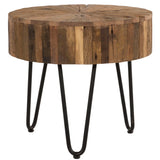 Rustic Accent Round Table With Iron Hairpin Legs - Furniture Home Direct