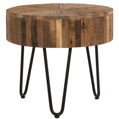 Rustic Accent Round Table With Iron Hairpin Legs - Furniture Home Direct