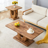 Coffee Table Set With Circular Arc Base And Wood Tone - Furniture Home Direct