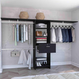 Closet System With Three Hanging Rods And Shelves Black - Furniture Home Direct