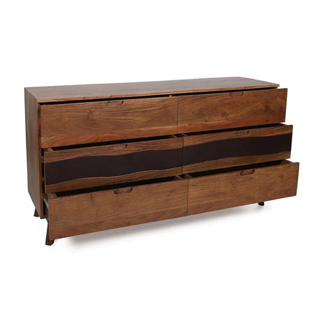 Sierra 6 Drawer Dresser - Natural Wood / Brown - Furniture Home Direct