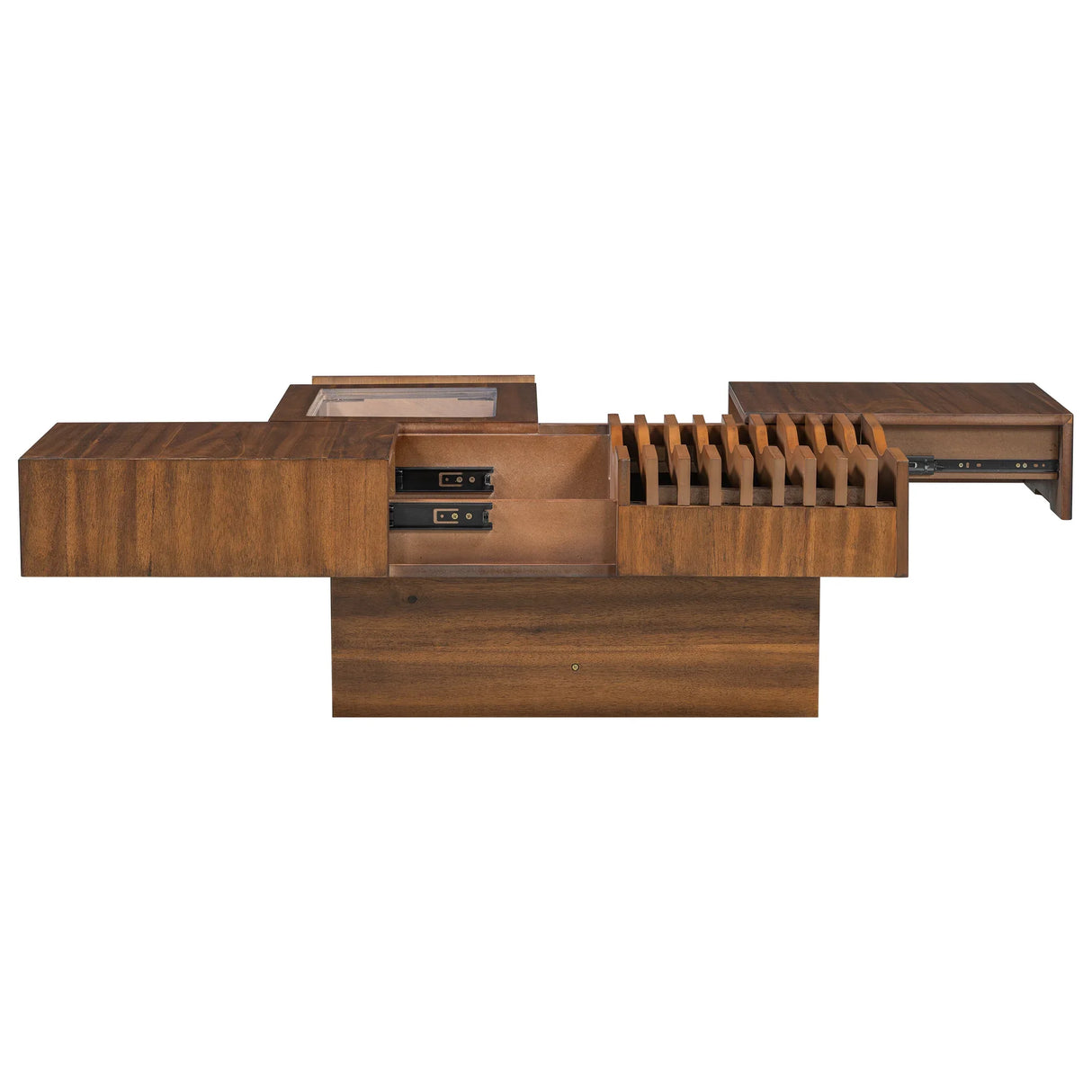 Coffee Table With Storage Drawers And Glass Top Brown - Furniture Home Direct