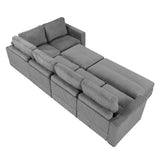 121.3" Modular Sectional Sofa with Two Movable Ottomans, Gray - Furniture Home Direct
