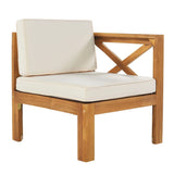 Outdoor 5-Piece Sectional Set with Cushions, Natural Finish+ Beige Cushions - Furniture Home Direct