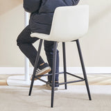 Counter Height Bar Stools Upholstered PU Leather White - Furniture Home Direct