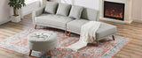 107 Inch Contemporary Sofa With Round Storage Ottoman Grey - Furniture Home Direct